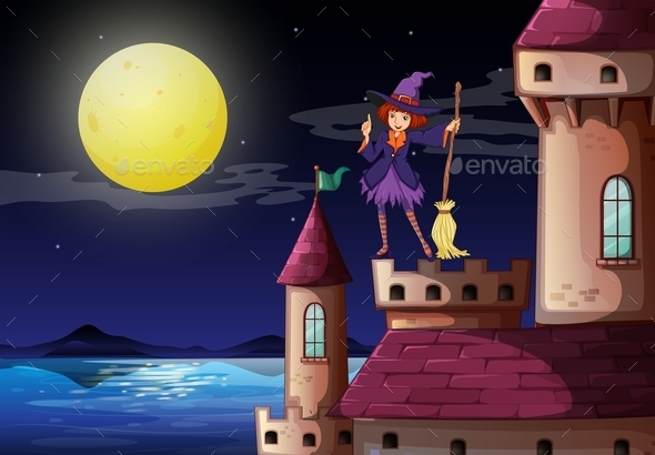 GraphicRiver Witch at the Castle with a Purple Dress 10175877 GraphicRiver Witch at the Castle with a Purple Dress 10175877