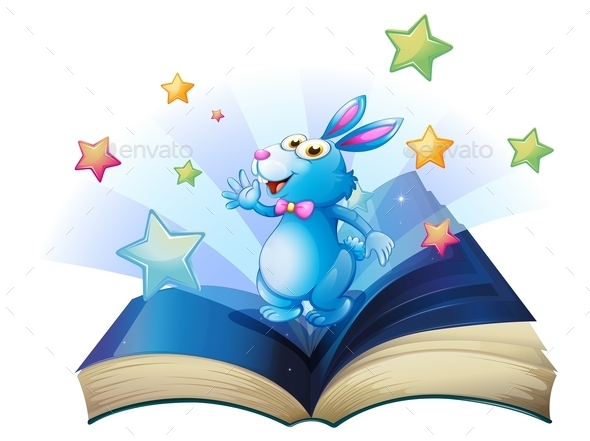 GraphicRiver Book with a Bunny Surrounded with Stars 10176474 GraphicRiver Book with a Bunny Surrounded with Stars 10176474