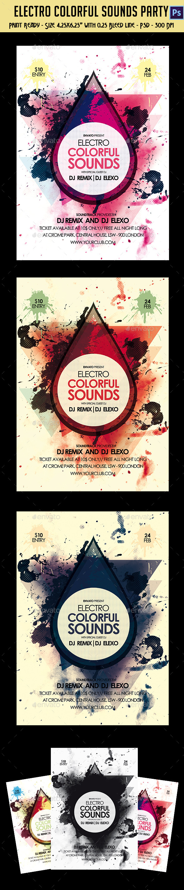 GraphicRiver Electro Colorful Sounds Party Flyer 10176659 GraphicRiver Electro Colorful Sounds Party Flyer 10176659