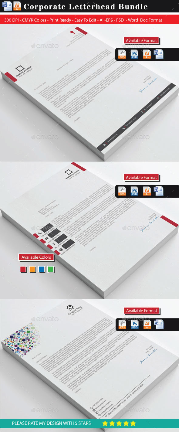GraphicRiver Corporate Letterheads Bundle 10133269 GraphicRiver Corporate Letterheads Bundle 10133269