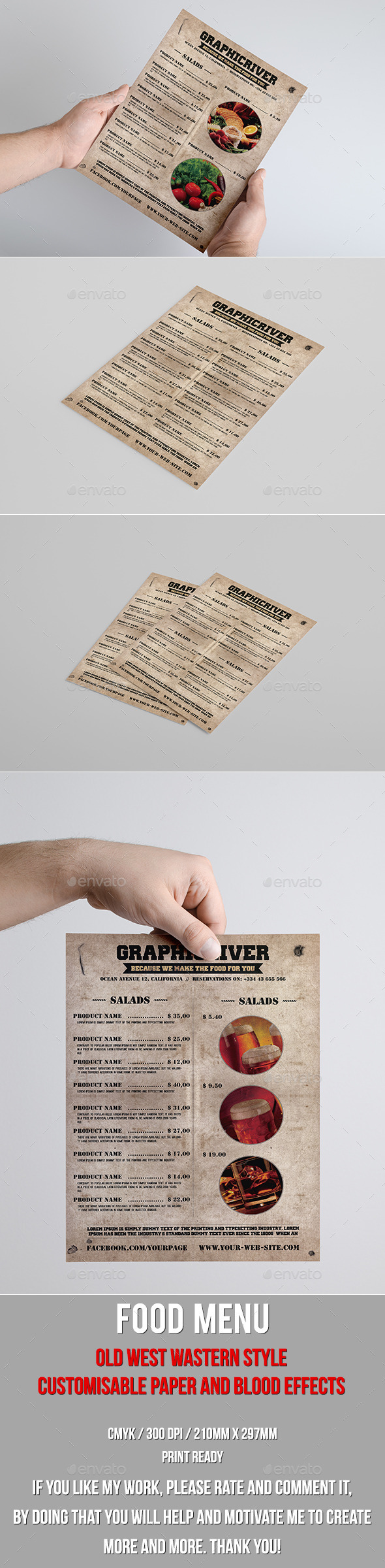 GraphicRiver Multipurpose old west style food menu 10102346 GraphicRiver Multipurpose old west style food menu 10102346
