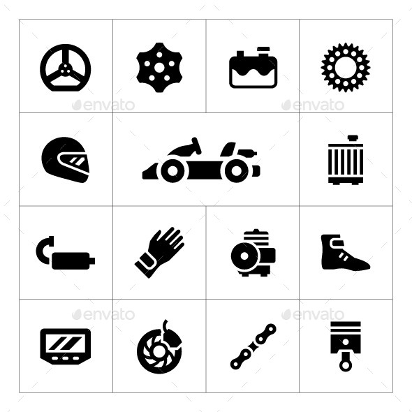 Set Icons of Karting (Man-made objects)