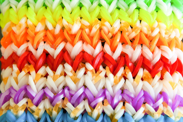Big colorful rubber rainbow band made on loom