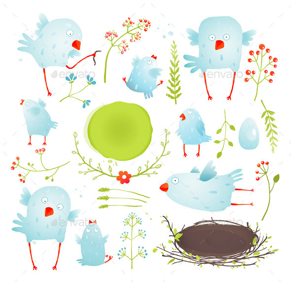 GraphicRiver Cartoon Fun and Baby Birds Collection 10186407 GraphicRiver Cartoon Fun and Baby Birds Collection 10186407