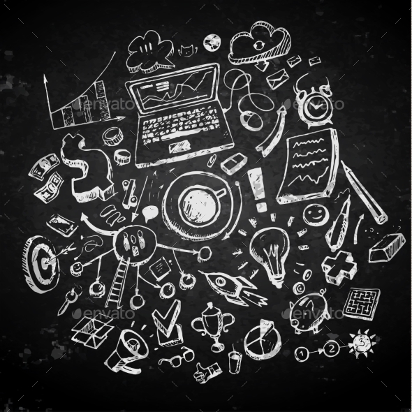 GraphicRiver Business Doodles on Blackboard 10189049 GraphicRiver Business Doodles on Blackboard 10189049