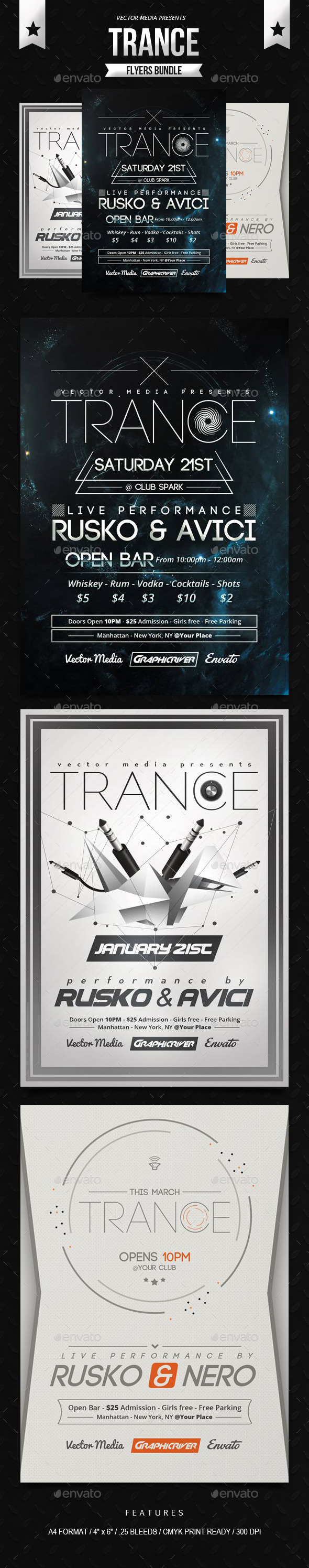 GraphicRiver Trance Flyers Bundle 10190823 GraphicRiver Trance Flyers Bundle 10190823