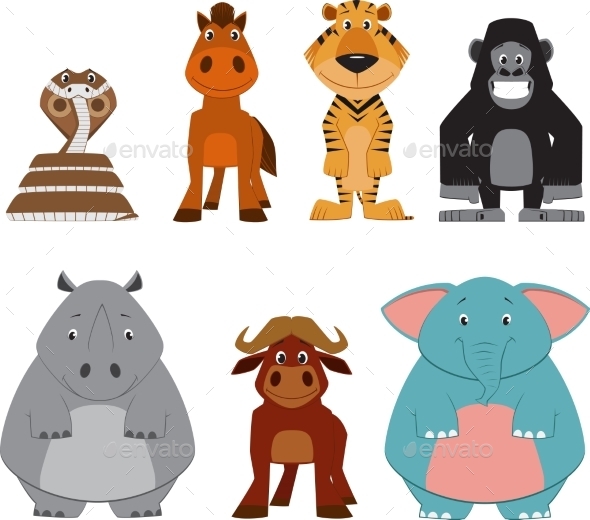 Cute Colorful Exotic Animals Collection (Animals)