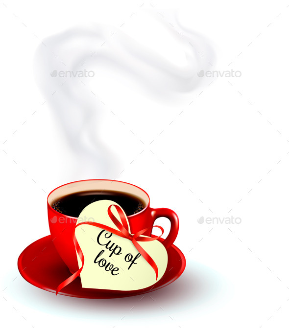 GraphicRiver Red Cup of Coffee with a Heart Shaped Tag 10195768 GraphicRiver Red Cup of Coffee with a Heart Shaped Tag 10195768