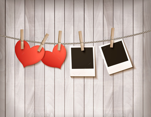 GraphicRiver Background with Two Hearts and Two Photos 10195790 GraphicRiver Background with Two Hearts and Two Photos 10195790