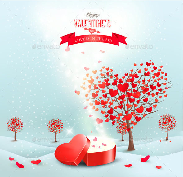 GraphicRiver Valentines Day Landscape with Heart Shaped Trees 10195792 GraphicRiver Valentines Day Landscape with Heart Shaped Trees 10195792