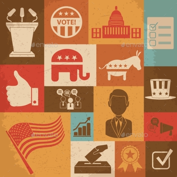 GraphicRiver Retro Political Election Campaign Icons Set 10196941 GraphicRiver Retro Political Election Campaign Icons Set 10196941