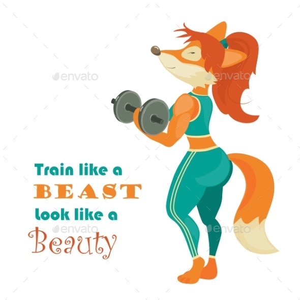 GraphicRiver Fox Athlete with Dumbbell 10197417 GraphicRiver Fox Athlete with Dumbbell 10197417