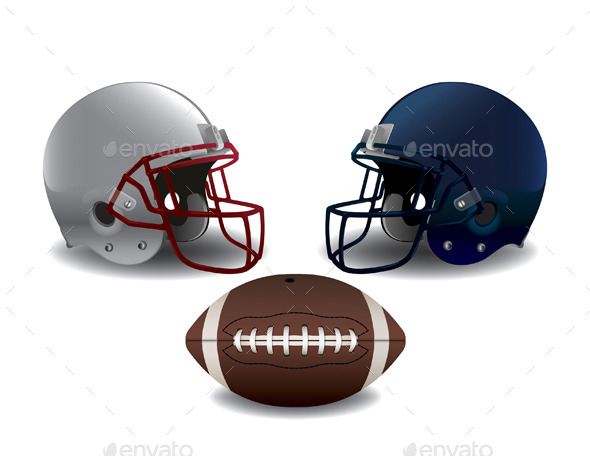 American Football Helmets and Ball Isolated (Sports/Activity)