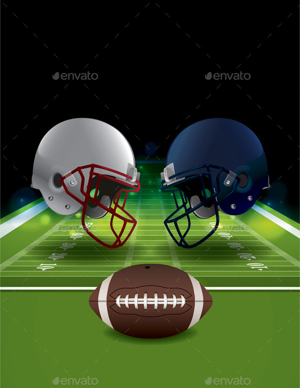 Vector American Football Helmets Clashing (Sports/Activity)