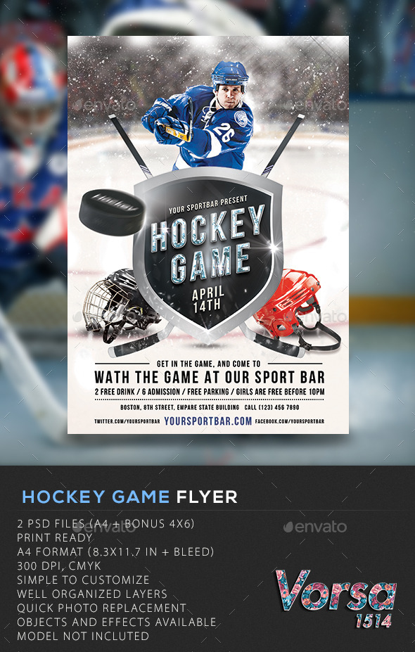 GraphicRiver Hockey Game Flyer 10203078 GraphicRiver Hockey Game Flyer 10203078