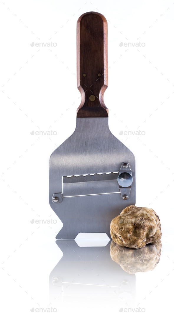 expensive white truffle from Alba and steel slicer