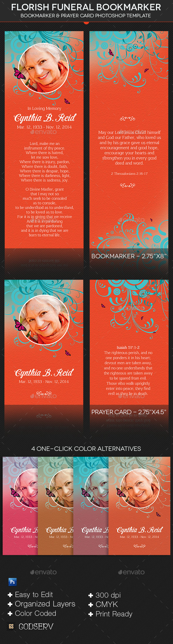 GraphicRiver Florish Funeral Bookmarker Template 10205434 GraphicRiver Florish Funeral Bookmarker Template 10205434