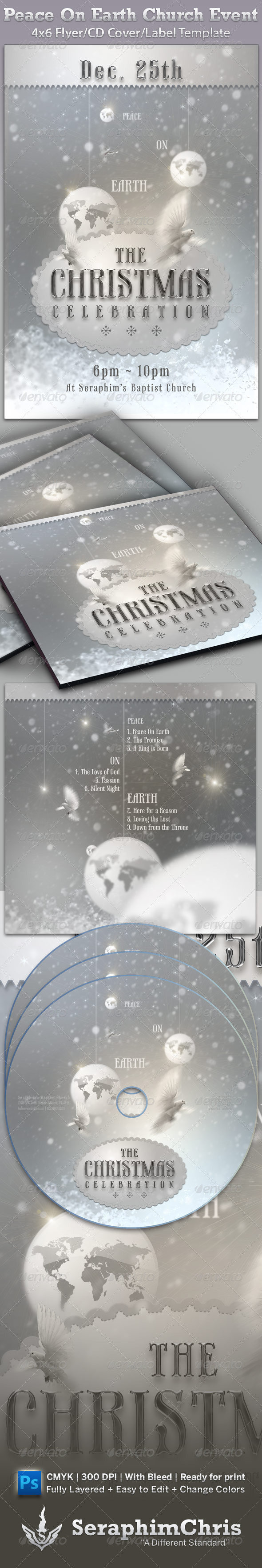 Peace On Earth: Church Flyer and CD Template - Church Flyers