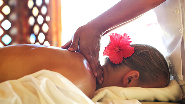 Woman Getting Back And Shoulder Girdle Massage Woman Getting Back And Shoulder Girdle Massage