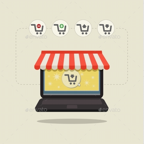 GraphicRiver Laptop with awning on white Sale 10214077 GraphicRiver Laptop with awning on white Sale 10214077
