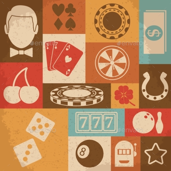 Casino Retro Icons Set Casino Retro Icons Set