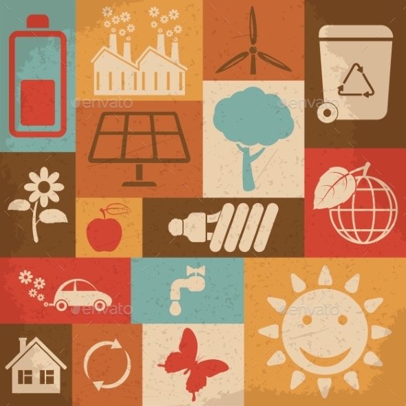 GraphicRiver Retro Ecology Icon Set 10223030 GraphicRiver Retro Ecology Icon Set 10223030