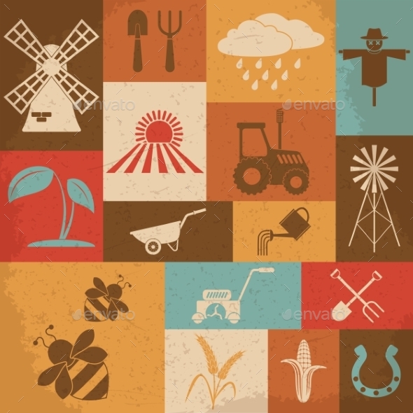 GraphicRiver Farming Retro Icons 10223063 GraphicRiver Farming Retro Icons 10223063
