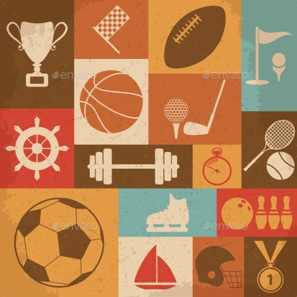 GraphicRiver Retro Sports Icons 10223119 GraphicRiver Retro Sports Icons 10223119