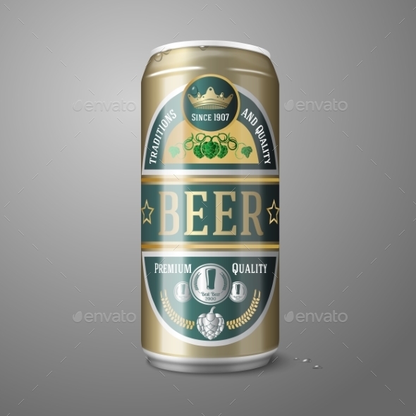 GraphicRiver Golden Beer Can with Label 10225625 GraphicRiver Golden Beer Can with Label 10225625