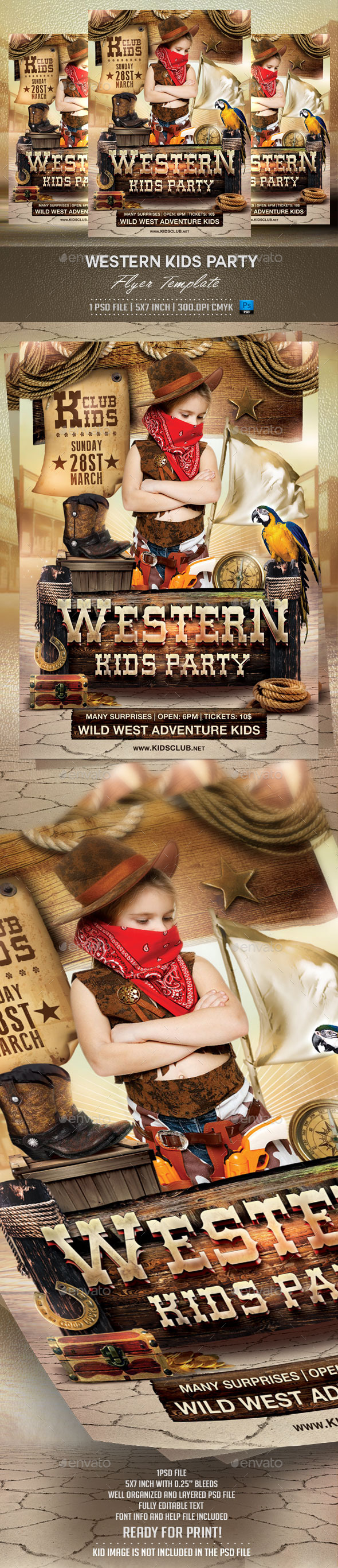 GraphicRiver Western Kids Party Flyer Template 10227482 GraphicRiver Western Kids Party Flyer Template 10227482