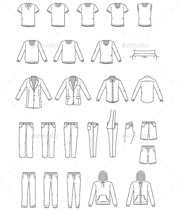 Garment Illustrations of Men's Clothes (Man-made Objects)