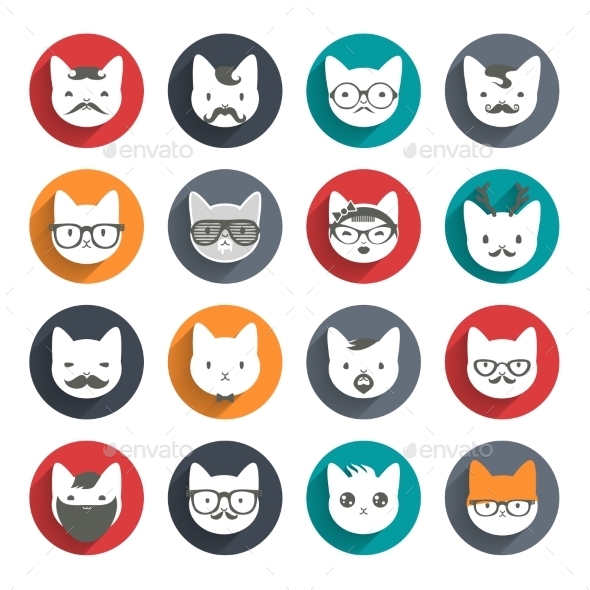 Stylized Animal Avatar Set of Cats Stylized Animal Avatar Set of Cats