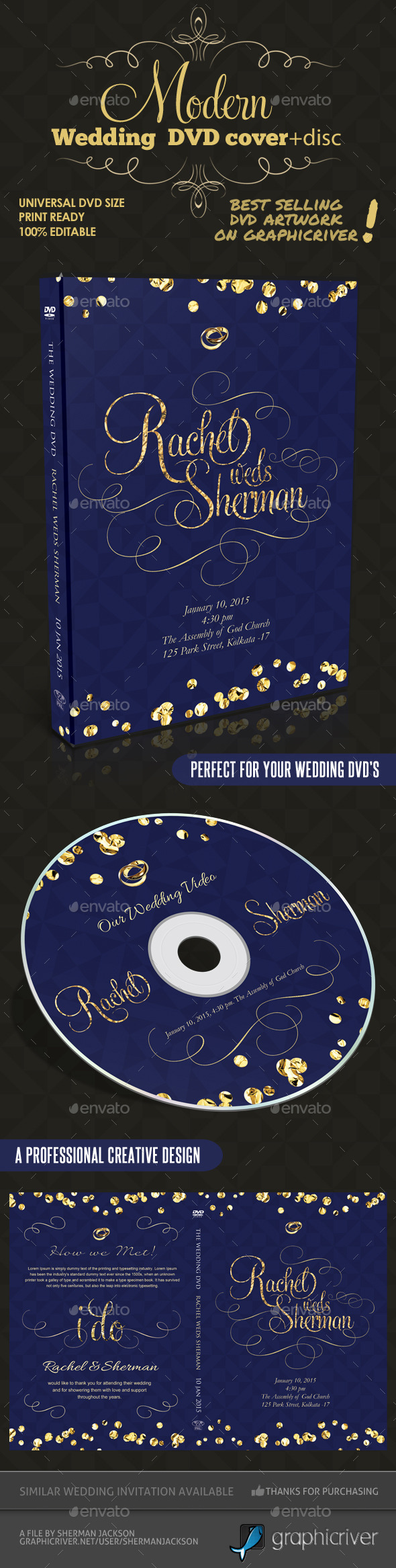 GraphicRiver Modern Wedding DVD Cover & Disc Template 10237595 GraphicRiver Modern Wedding DVD Cover & Disc Template 10237595