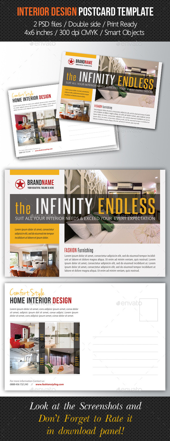 Interior Design Postcard Template V02 (Cards & Invites)