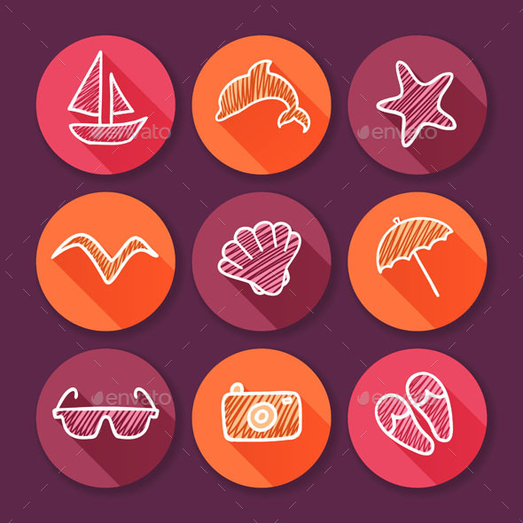 GraphicRiver Summer Time and Travel Icons 10243566 GraphicRiver Summer Time and Travel Icons 10243566