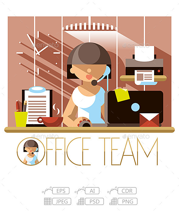 Flat Office Team Support (People)