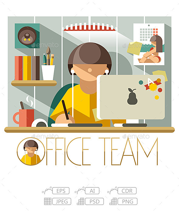 GraphicRiver Flat Office Team Designer 10244928 GraphicRiver Flat Office Team Designer 10244928