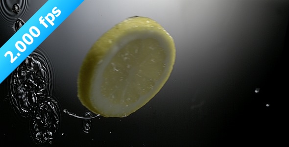 Lemon Slice Is Rotating Onto A Water Surface 3