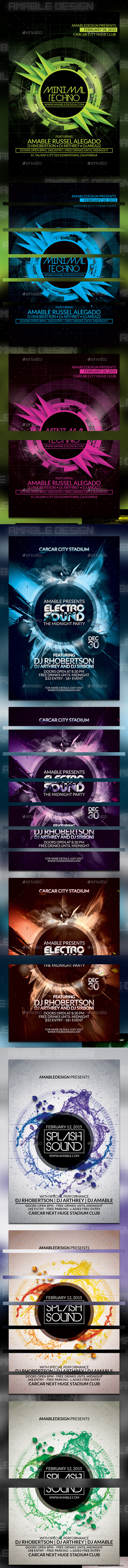 3 PSD Party Sound Flyer Bundle (Clubs & Parties)