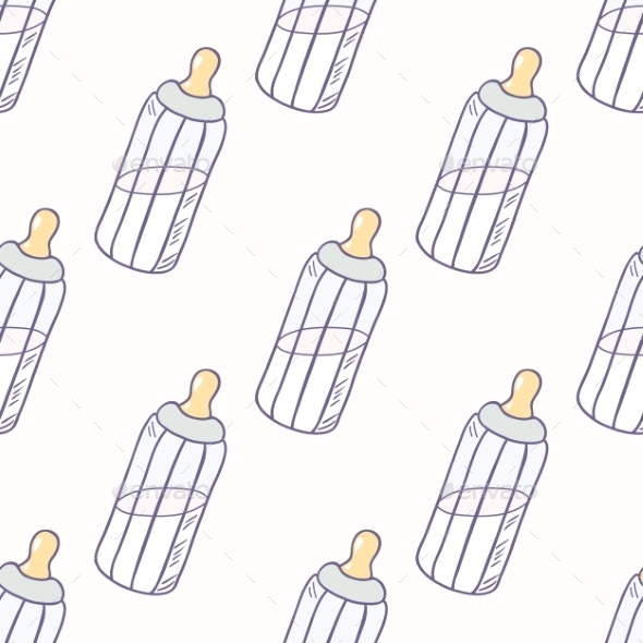 Bottle of Milk Seamless Pattern (Backgrounds)