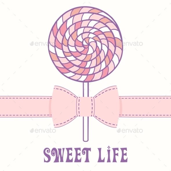 Pink Lollipop with Ribbon (Food)