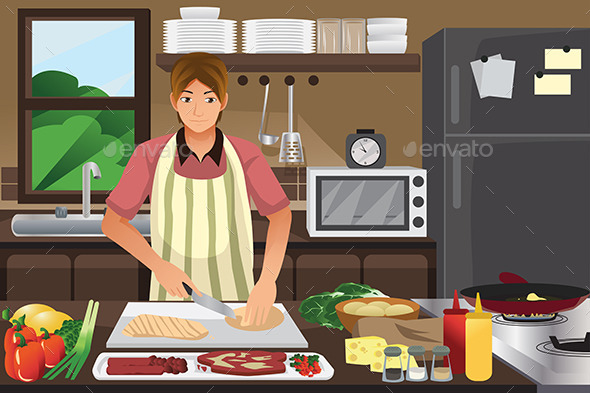 Man Cooking in the Kitchen Man Cooking in the Kitchen