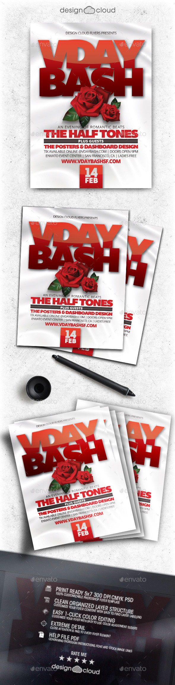 Valentine 'Vday Bash' Flyer Template