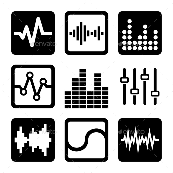 GraphicRiver Soundwave Music Icons Set on White Background 10250209 GraphicRiver Soundwave Music Icons Set on White Background 10250209