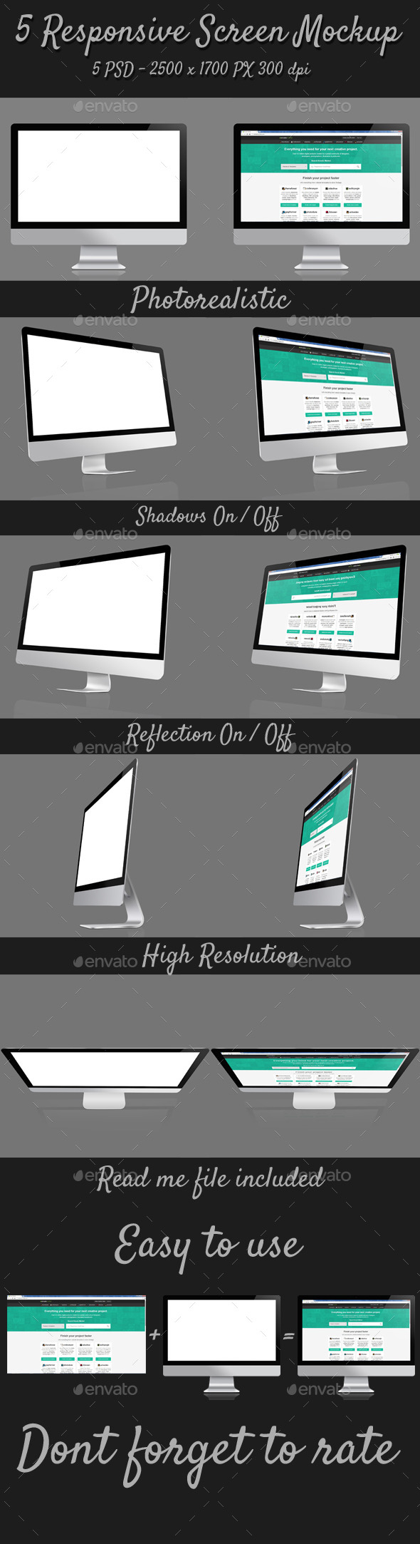 5 Responsive Screen Mockup