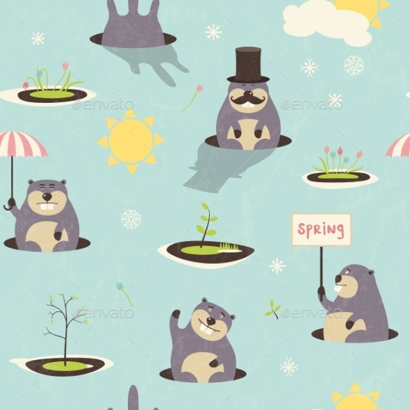 GraphicRiver Seamless pattern for Grounghog Day 10250679 GraphicRiver Seamless pattern for Grounghog Day 10250679