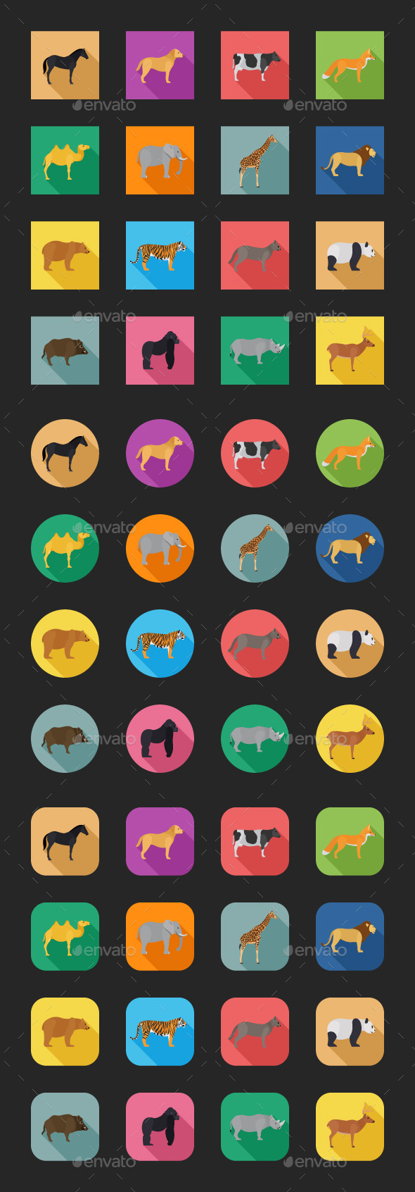 GraphicRiver Color Flat Icons Animals 10251041 GraphicRiver Color Flat Icons Animals 10251041