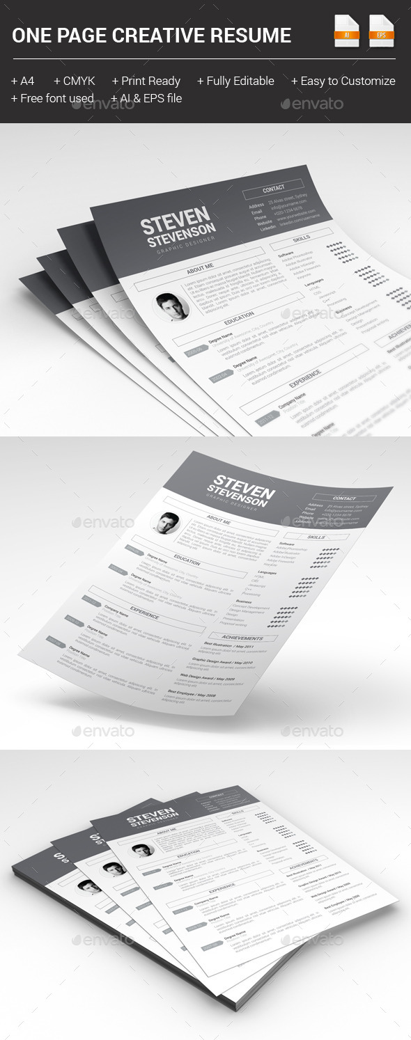 GraphicRiver One Page Creative Resume 10254422 GraphicRiver One Page Creative Resume 10254422