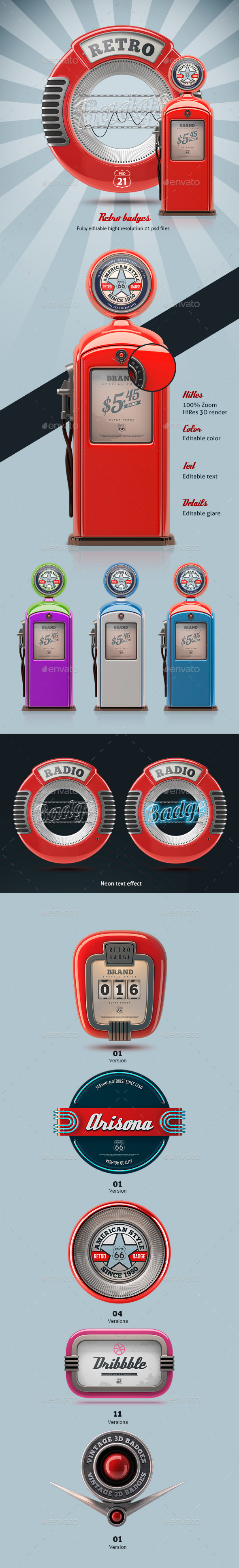 GraphicRiver 3D Retro Badges 10255569 GraphicRiver 3D Retro Badges 10255569