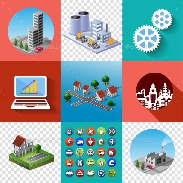 GraphicRiver Buildings Set 10255937 GraphicRiver Buildings Set 10255937